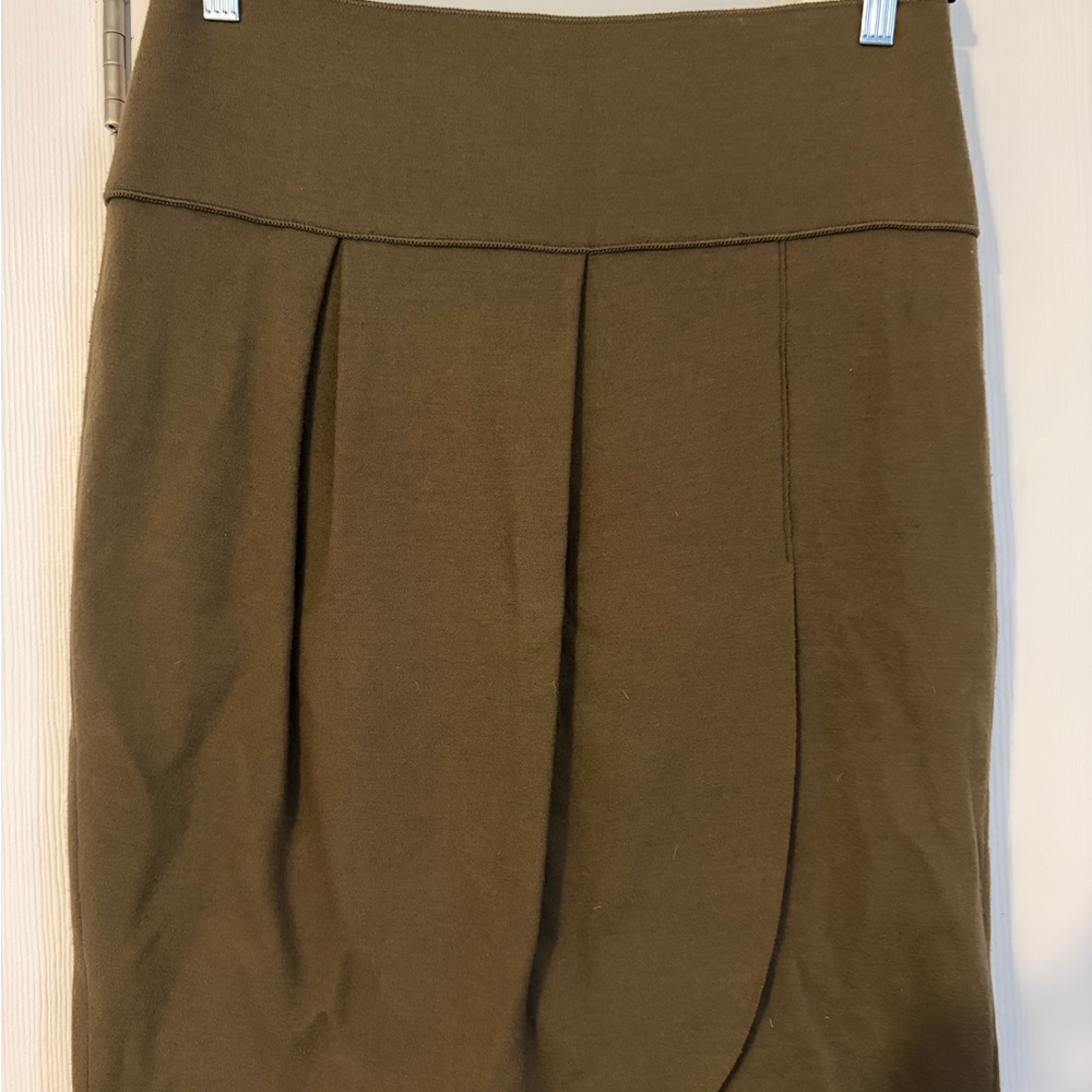 Marc Cain Brown Wool Cashmere Skirt with Front Pleats Size N5